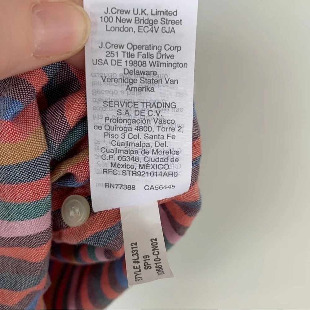 J. Crew 100% Cotton‎ Multicolor Striped Button Down Shirt Size M